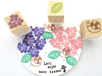 Hydrangea rainy season rubber stamps kit