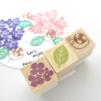 Hydrangea rainy season rubber stamps kit