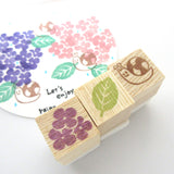 Hydrangea rainy season rubber stamps kit