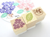 Hydrangea rainy season rubber stamps kit