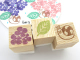 Hydrangea rainy season rubber stamps kit