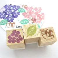 Hydrangea rainy season rubber stamps kit