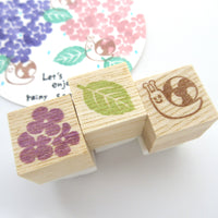 Hydrangea rainy season rubber stamps kit