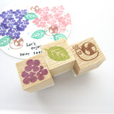 Hydrangea rainy season rubber stamps kit