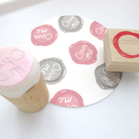 Open me Sealing wax rubber stamp set of 2