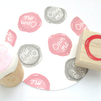 Open me Sealing wax rubber stamp set of 2