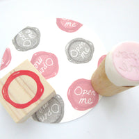 Open me Sealing wax rubber stamp set of 2