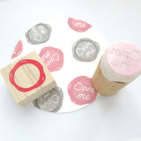 Open me Sealing wax rubber stamp set of 2