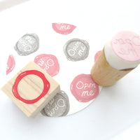 Open me Sealing wax rubber stamp set of 2