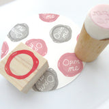 Open me Sealing wax rubber stamp set of 2