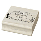 Wedding invitation heart hands rubber stamp