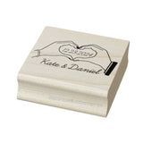 Wedding invitation heart hands rubber stamp