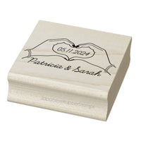 Wedding invitation heart hands rubber stamp