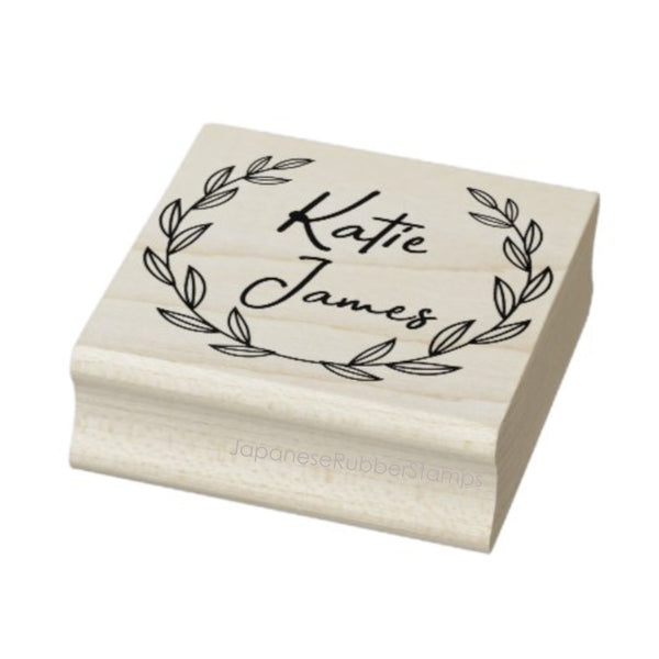 Custom laurel wreath stamp with your names
