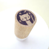 Cat Night Patrol Rubber Stamp – Handmade Japanese Hanko 1.6cm
