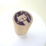 Cat Night Patrol Rubber Stamp – Handmade Japanese Hanko 1.6cm