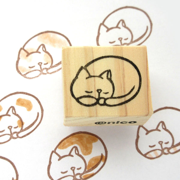 Sleeping cat rubber stamp