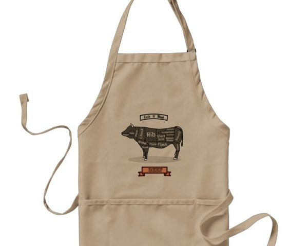 Cut of meat apron, Retro design, Butcher apron, Beef cut of meat