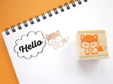 Baby fox rubber stamp, Animal rubber stamp, Japanese rubber stamp