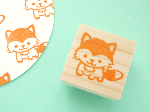 Baby fox rubber stamp, Animal rubber stamp, Japanese rubber stamp