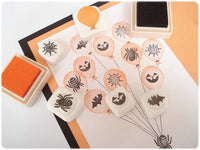 Halloween balloons rubber stamps, Unique rubber stamp, Autumn greeting, Japanese rubber stamps