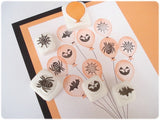 Halloween balloons rubber stamps, Unique rubber stamp, Autumn greeting, Japanese rubber stamps