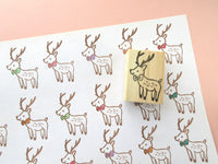 Reindeer rubber stamp, Christmas reindeer stamp, Cute rubber stamp, Animal invitation