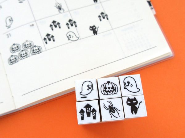 Halloween mini rubber stamps, Hobonichi rubber stamps, Stationery gift idea, Japanese rubber stamps
