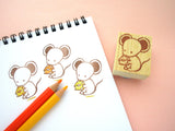 Mouse rubber stamp, Cute mouse, Japanese stationery, Mouse with cheese, Japanese rubber stamps