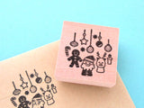 Christmas decoration rubber stamp, Christmas card stamp, Japanese rubber stamps