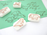 Dinosaur stamps set, Hobonichi rubber stamp, Card decoration stamp, Japanese rubber stamps