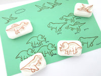 Dinosaur stamps set, Hobonichi rubber stamp, Card decoration stamp, Japanese rubber stamps