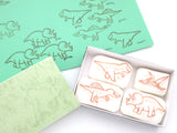 Dinosaur stamps set, Hobonichi rubber stamp, Card decoration stamp, Japanese rubber stamps