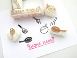 Cooking tool stamps, Hobonichi rubber stamps, Japanese rubber stamps, Cooking lover stamps