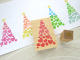 Christmas tree stamp, Christmas rubber stamp, Lots of hearts Christmas tree, Japanese rubber stamps