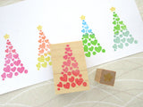 Christmas tree stamp, Christmas rubber stamp, Lots of hearts Christmas tree, Japanese rubber stamps