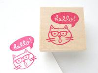 Cat rubber stamp saying hello!, Cat lover rubber stamp, Japanese rubber stamp