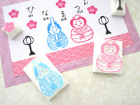 Hinamatsuri Japanese doll's day stamps, Girl's day in Japan, Japanese rubber stamps, Unique stationery