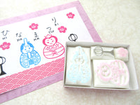 Hinamatsuri Japanese doll's day stamps, Girl's day in Japan, Japanese rubber stamps, Unique stationery