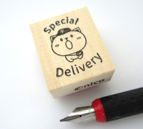 【Made to order】Special delivery stamp, Postman cat, Snail mail lover, Cat rubber stamp, Japanese rubber stamps