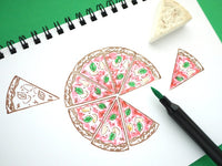 Pizza rubber stamp,  Unique handmade stamp, Junk food decoration, Japanese rubber stamps