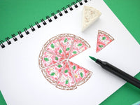 Pizza rubber stamp,  Unique handmade stamp, Junk food decoration, Japanese rubber stamps