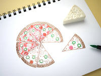 Pizza rubber stamp,  Unique handmade stamp, Junk food decoration, Japanese rubber stamps