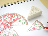 Pizza rubber stamp,  Unique handmade stamp, Junk food decoration, Japanese rubber stamps