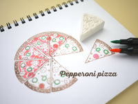 Pizza rubber stamp,  Unique handmade stamp, Junk food decoration, Japanese rubber stamps