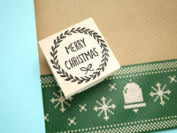 Christmas wreath stamp, Christmas card decoration, Japanese rubber stamp