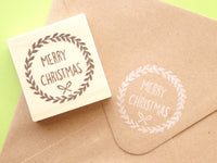 Christmas wreath stamp, Christmas card decoration, Japanese rubber stamp