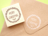 Christmas wreath stamp, Christmas card decoration, Japanese rubber stamp