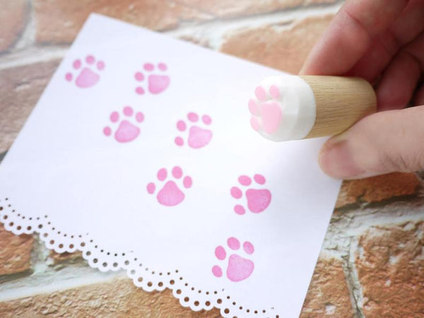 Dog Paw Print Rubber Stamp, Cat Paw Print Stamp, Hand Carved Stamp