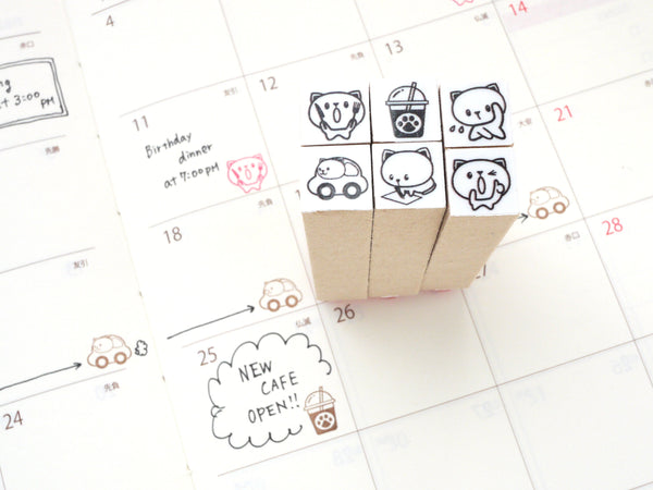 Cat hobonichi mini stamps, Japanese rubber stamps, Hobonichi stationery, Hobonichi stamps